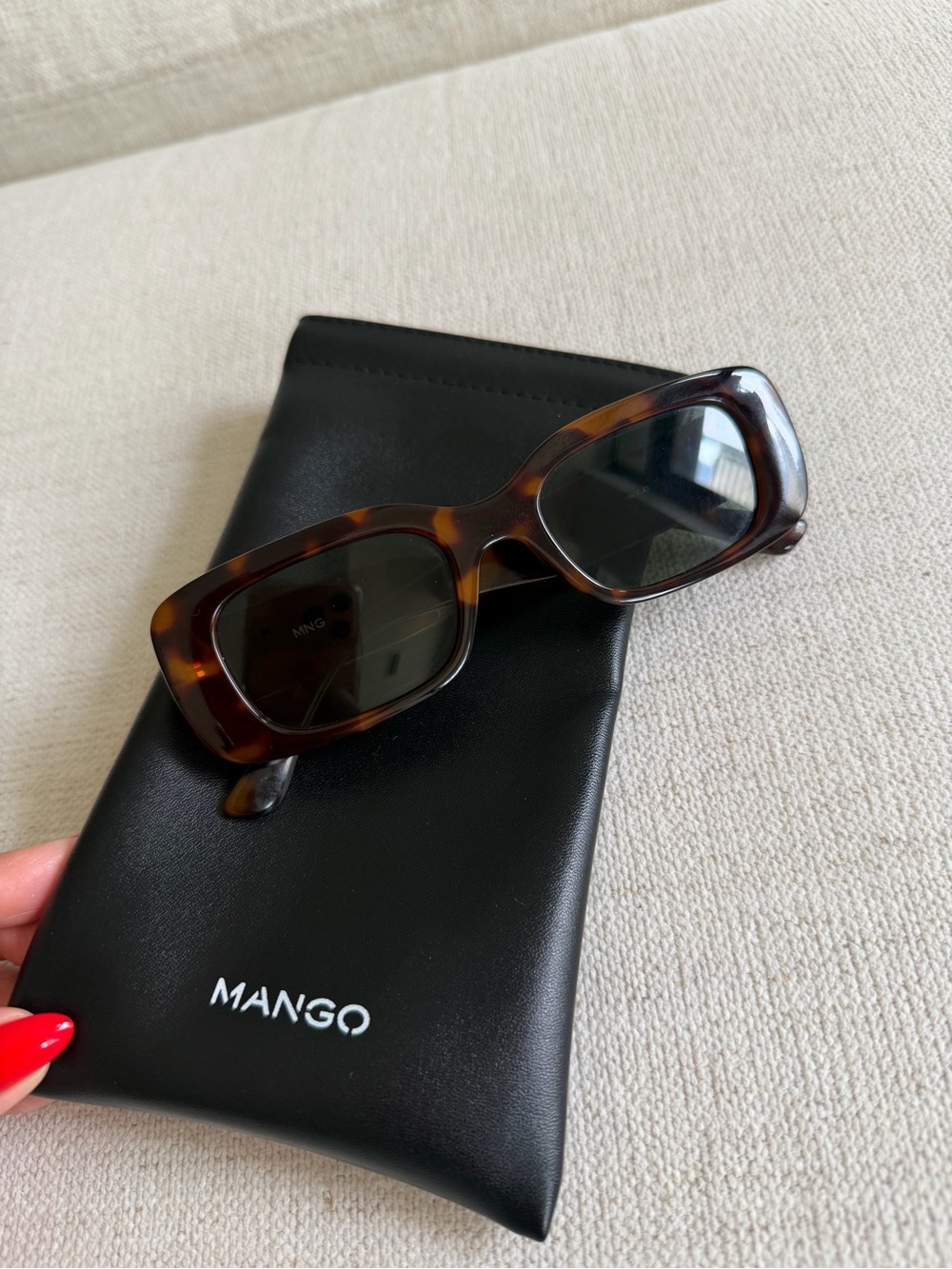 Mango Tortoiseshell Rectangular Sunglasses - Brown/Black Lenses